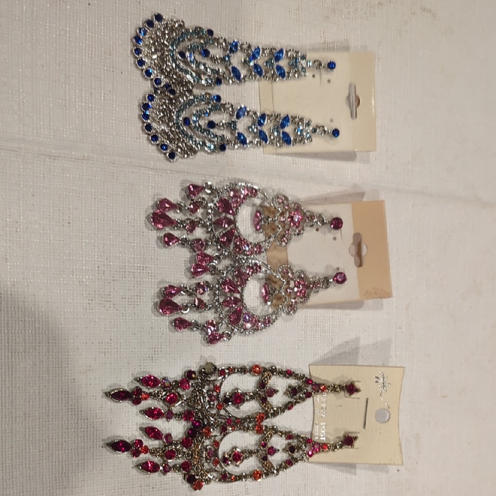 Elegant Silver and Blue Chandelier Earrings